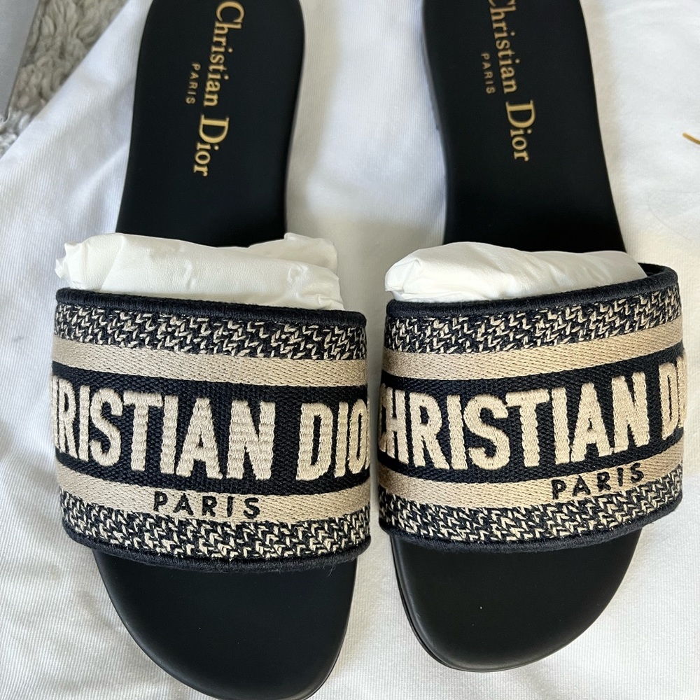 Christian Dior Dway Sandals Blue Oblique